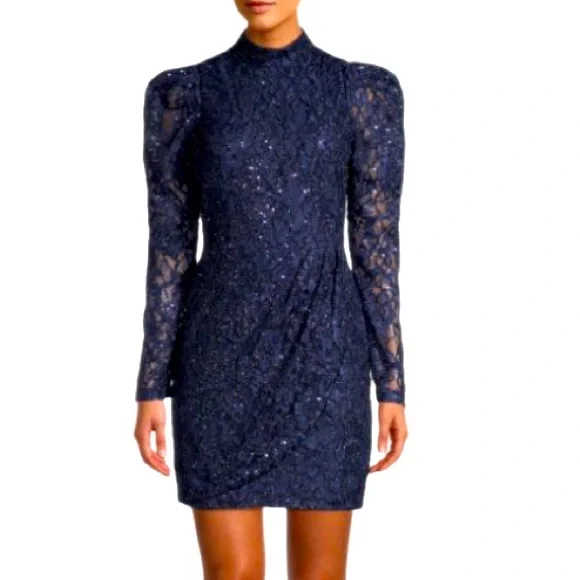 Black Halo | Dresses | Nwt Black Halo Santorini Midnight Sequined Mini Dress  Sz 2 | Poshmark